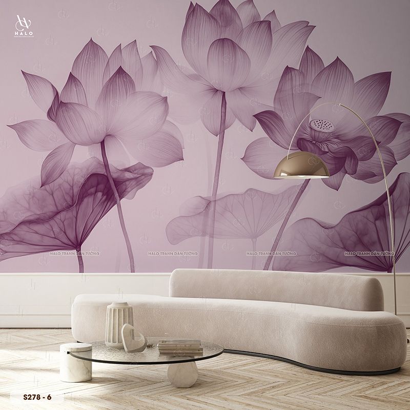  Tranh Dán Tường Hoa Sen 8D 16D - S278 