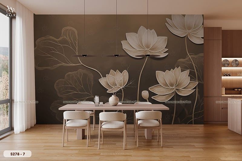  Tranh Dán Tường Hoa Sen 8D 16D - S278 