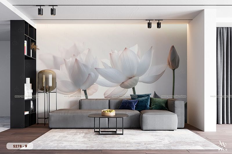  Tranh Dán Tường Hoa Sen 8D 16D - S278 