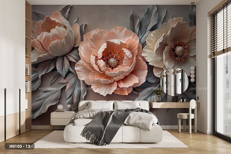 Tranh Dán Tường Hoa 8D 16D - H0103 