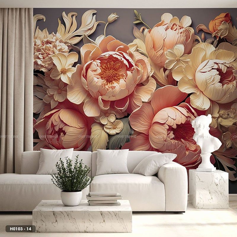  Tranh Dán Tường Hoa 8D 16D - H0103 