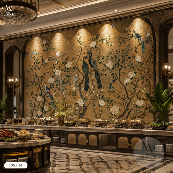  Tranh Dán Tường Indochine - Chim Công 8D 16D - ID5  -14 