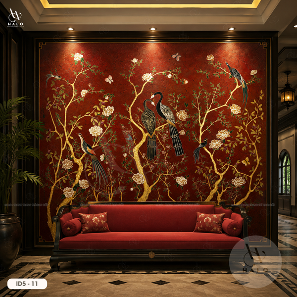  Tranh Dán Tường Indochine - Chim Công 8D 16D - ID5  -11 