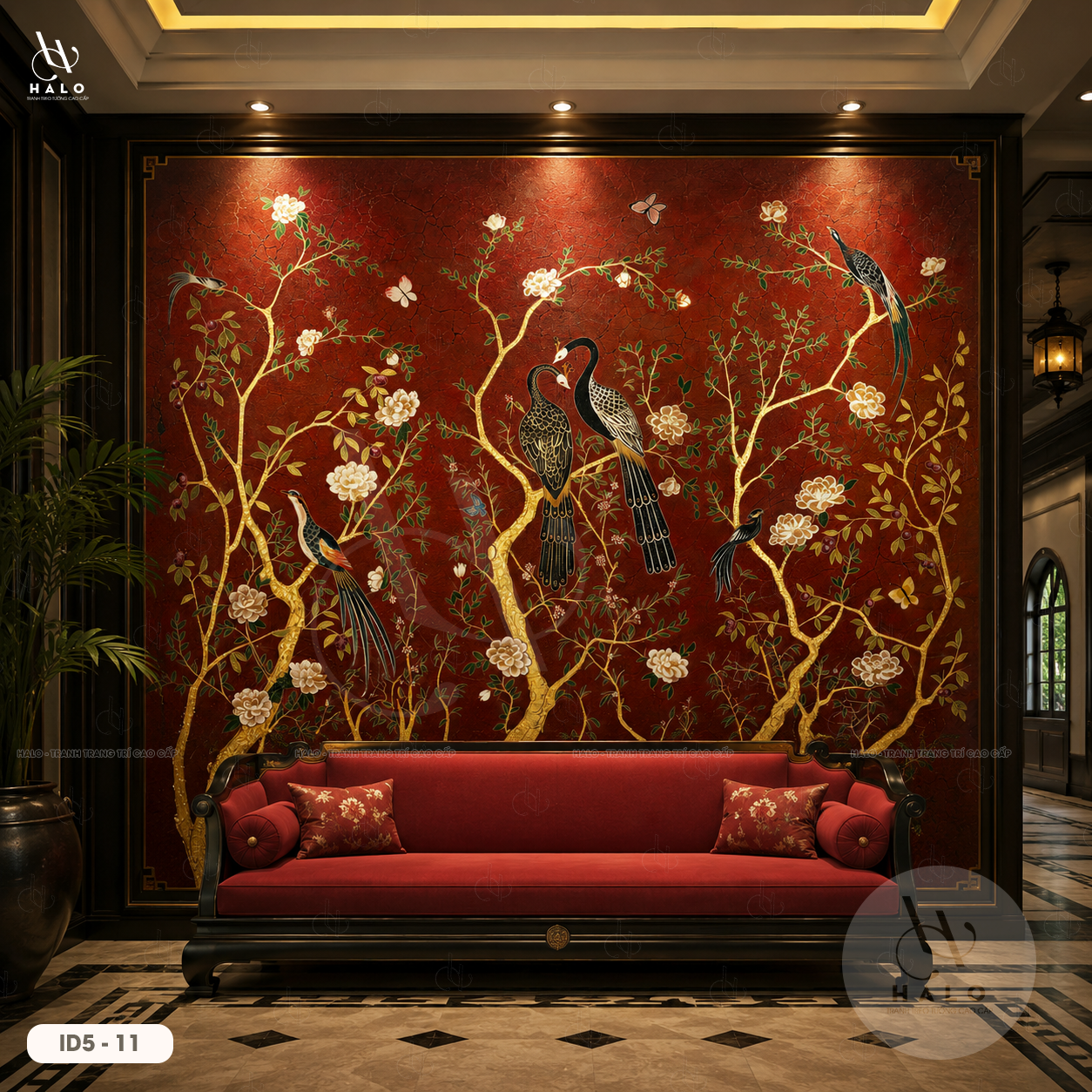 Tranh Dán Tường Indochine - Chim Công 8D 16D - ID5  -11 