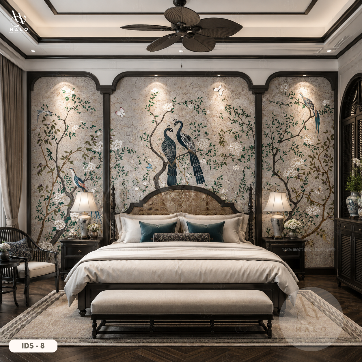  Tranh Dán Tường Indochine - Chim Công 8D 16D - ID5  - 8 