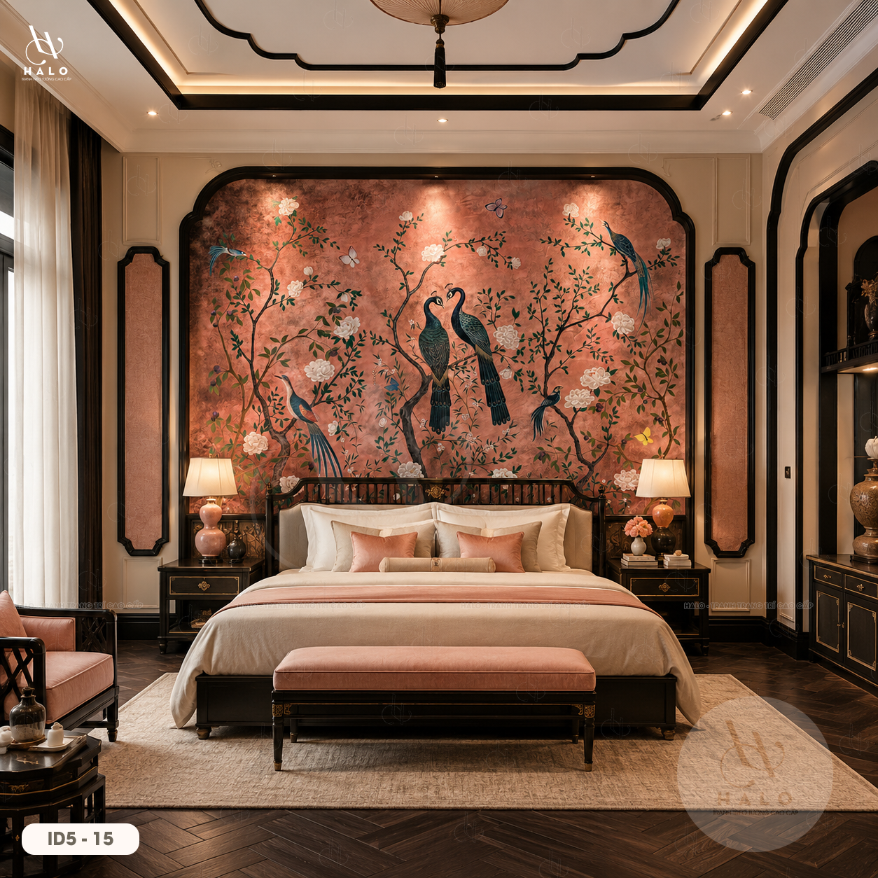  Tranh Dán Tường Indochine - Chim Công 8D 16D - ID5  - 15 