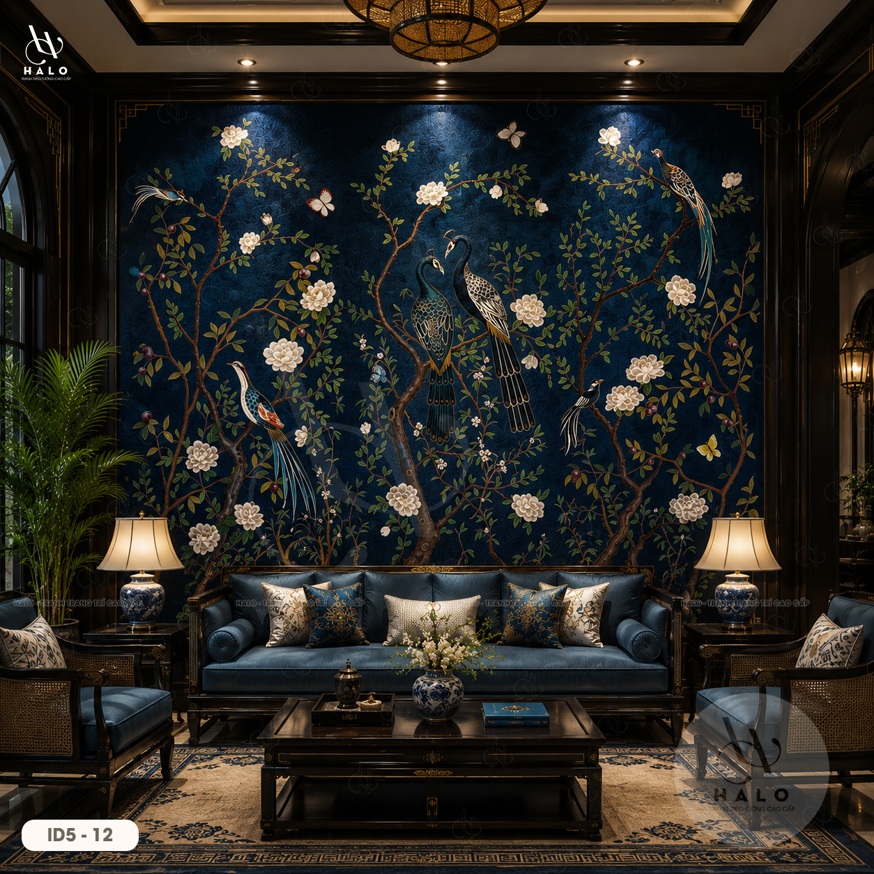  Tranh Dán Tường Indochine - Chim Công 8D 16D - ID5  - 12 