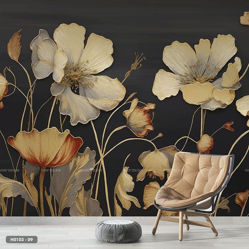  Tranh Dán Tường Hoa 8D 16D - H0103 