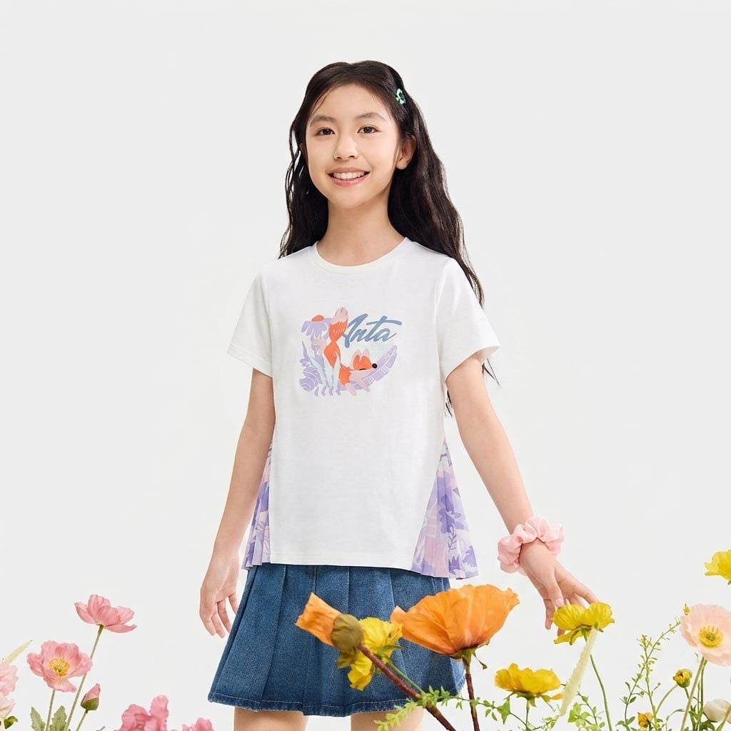 Áo Thun Ngắn Tay Thời Trang Bé Gái Anta Kids 3624C9187-1