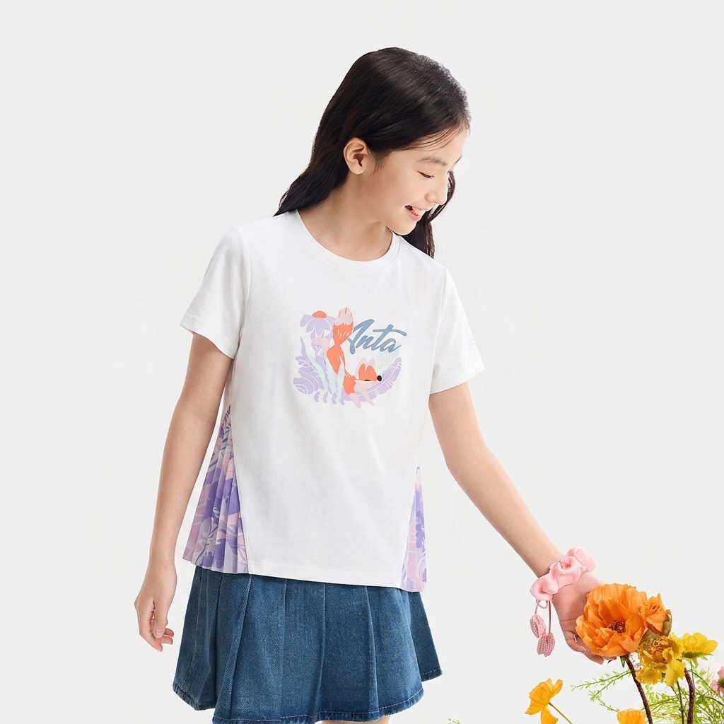 Áo Thun Ngắn Tay Thời Trang Bé Gái Anta Kids 3624C9187-1