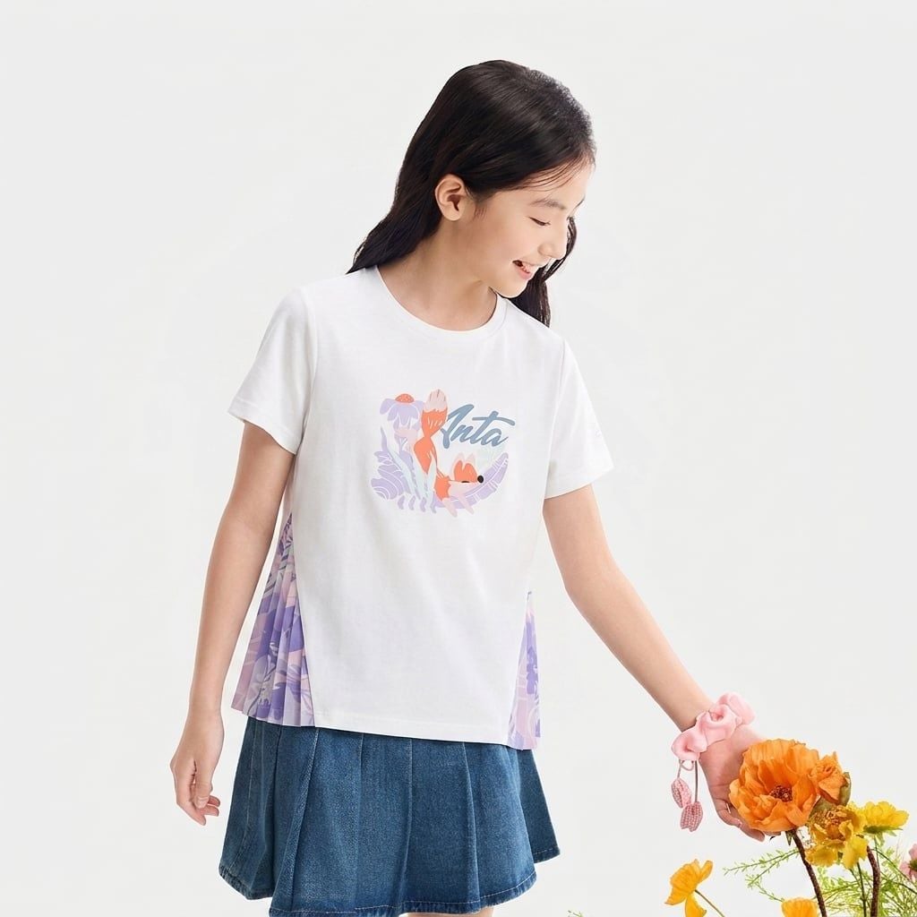 Áo Thun Ngắn Tay Thời Trang Bé Gái Anta Kids 3624C9187-1