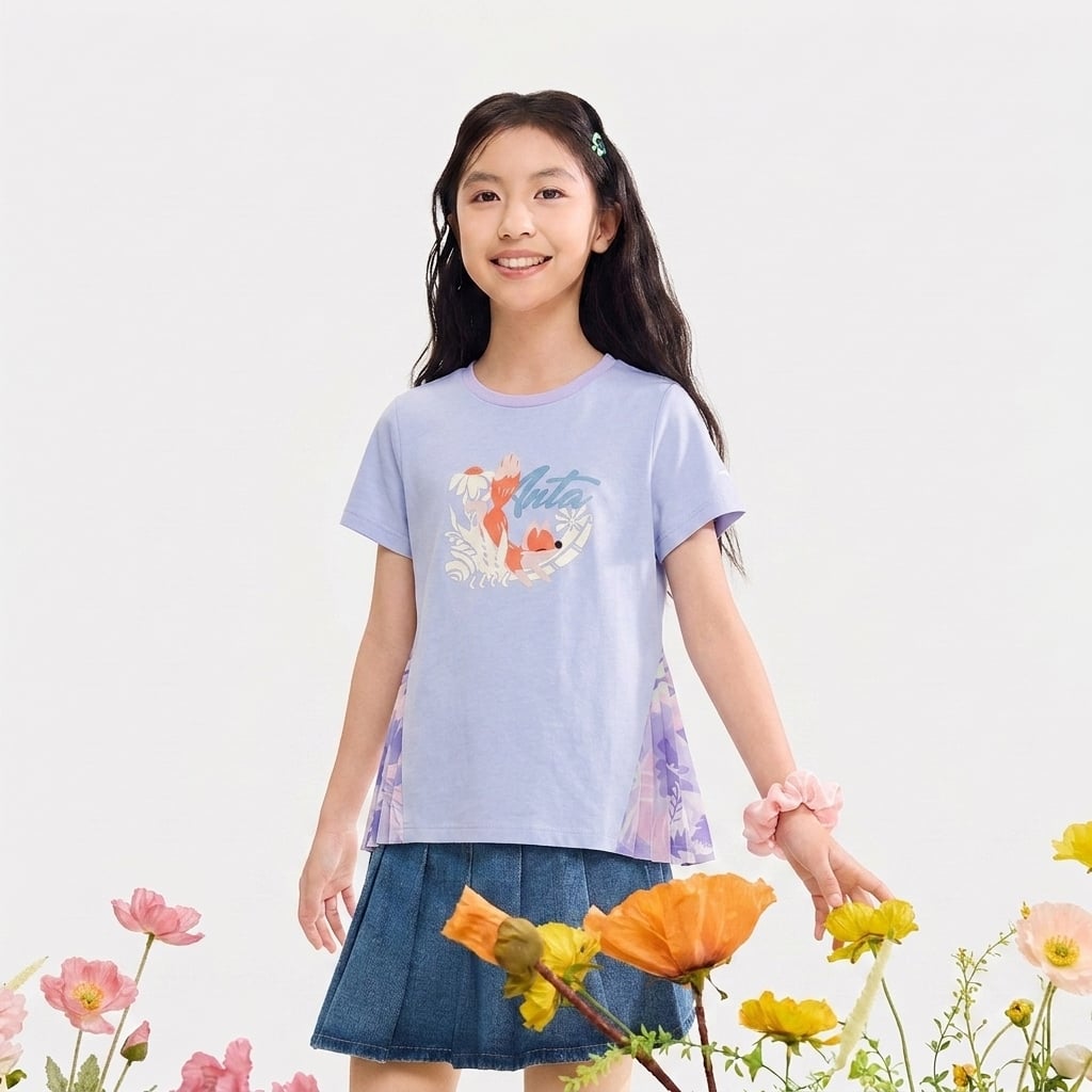 Áo Thun Ngắn Tay Thời Trang Bé Gái Anta Kids 3624C9187-2