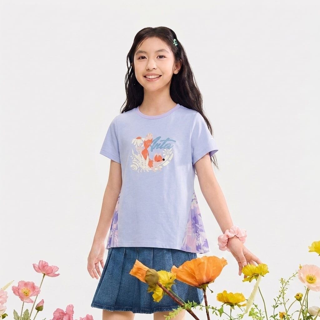 Áo Thun Ngắn Tay Thời Trang Bé Gái Anta Kids 3624C9187-2