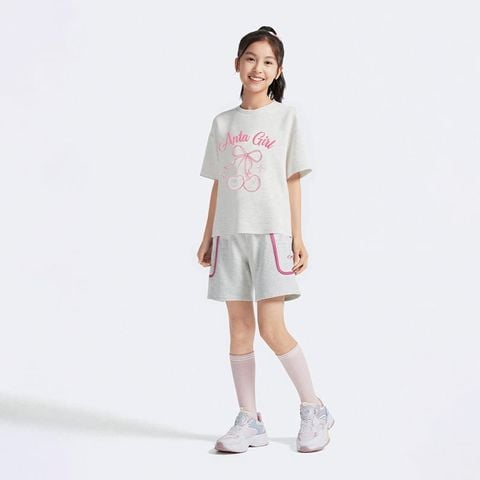 Bộ Quần Áo Thể Thao Bé Gái Anta Kids Heather Grey 3625C8107-4