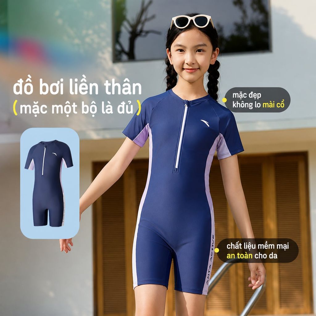 Bộ Đồ Bơi Liền Thân Bé Gái ANTA Kids 3826332460-1