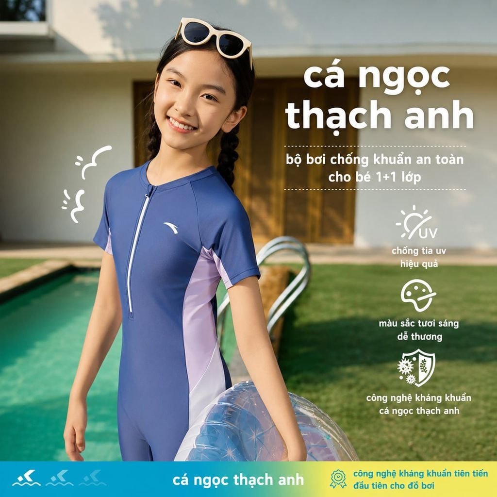 Bộ Đồ Bơi Liền Thân Bé Gái ANTA Kids 3826332460-1