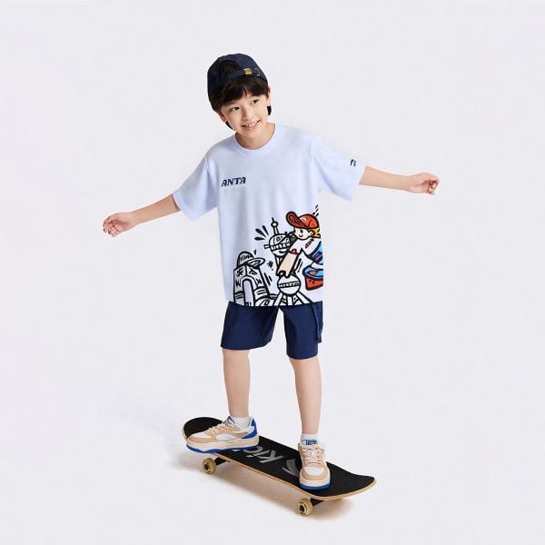 Áo Phông Ngắn Tay Thể Thao Bé Trai Anta Kids 3525C8104-2