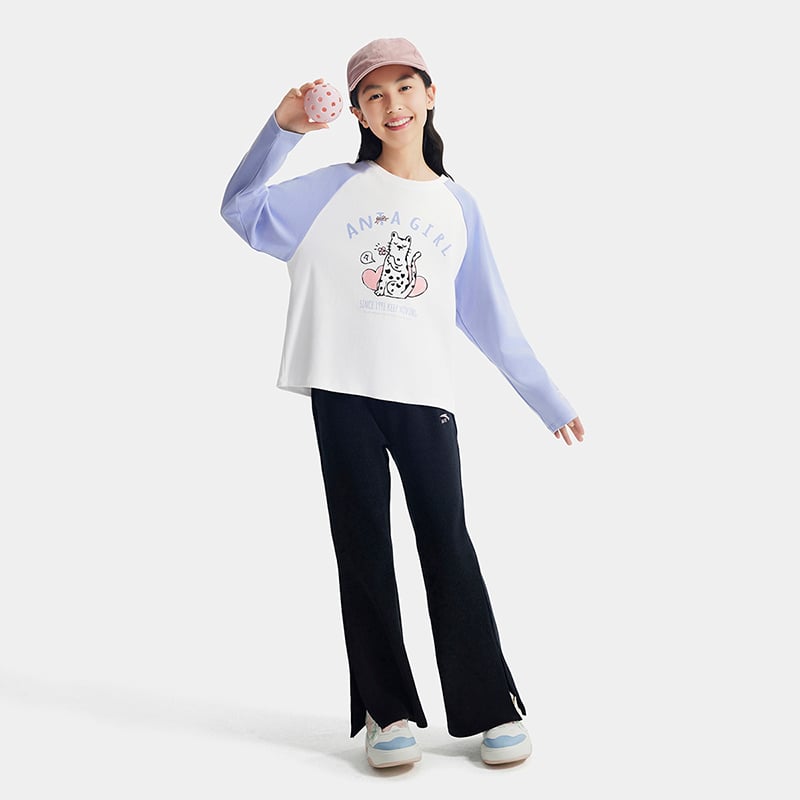 Áo Phông Dài Tay Thời Trang Bé Gái Anta Kids 3625C8401-2