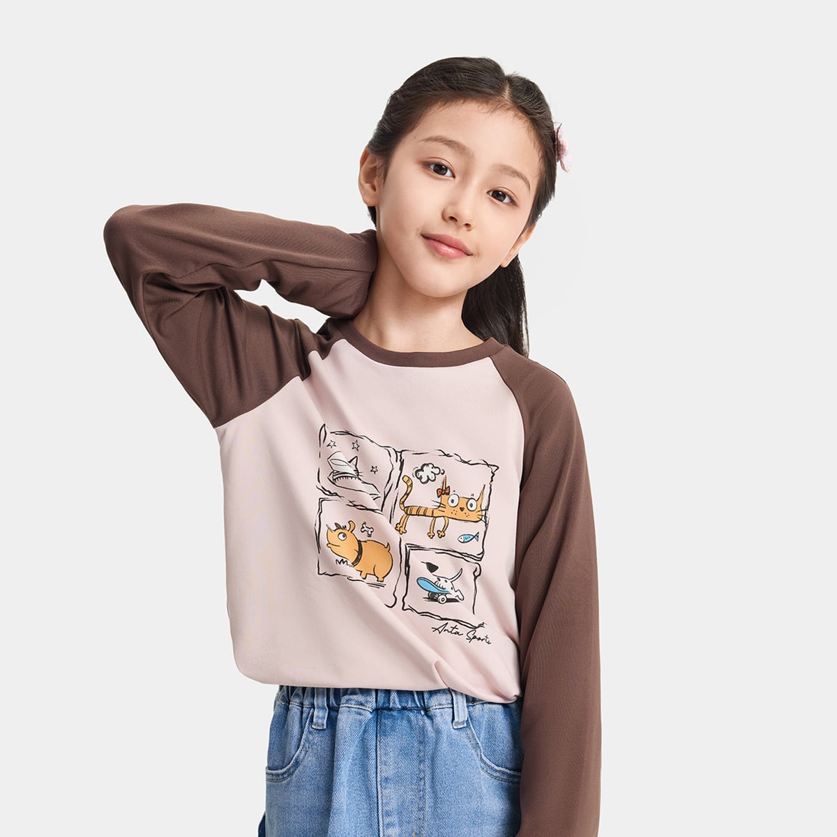 Áo Phông Dài Tay Thời Trang Bé Gái Anta Kids A626C8401-1