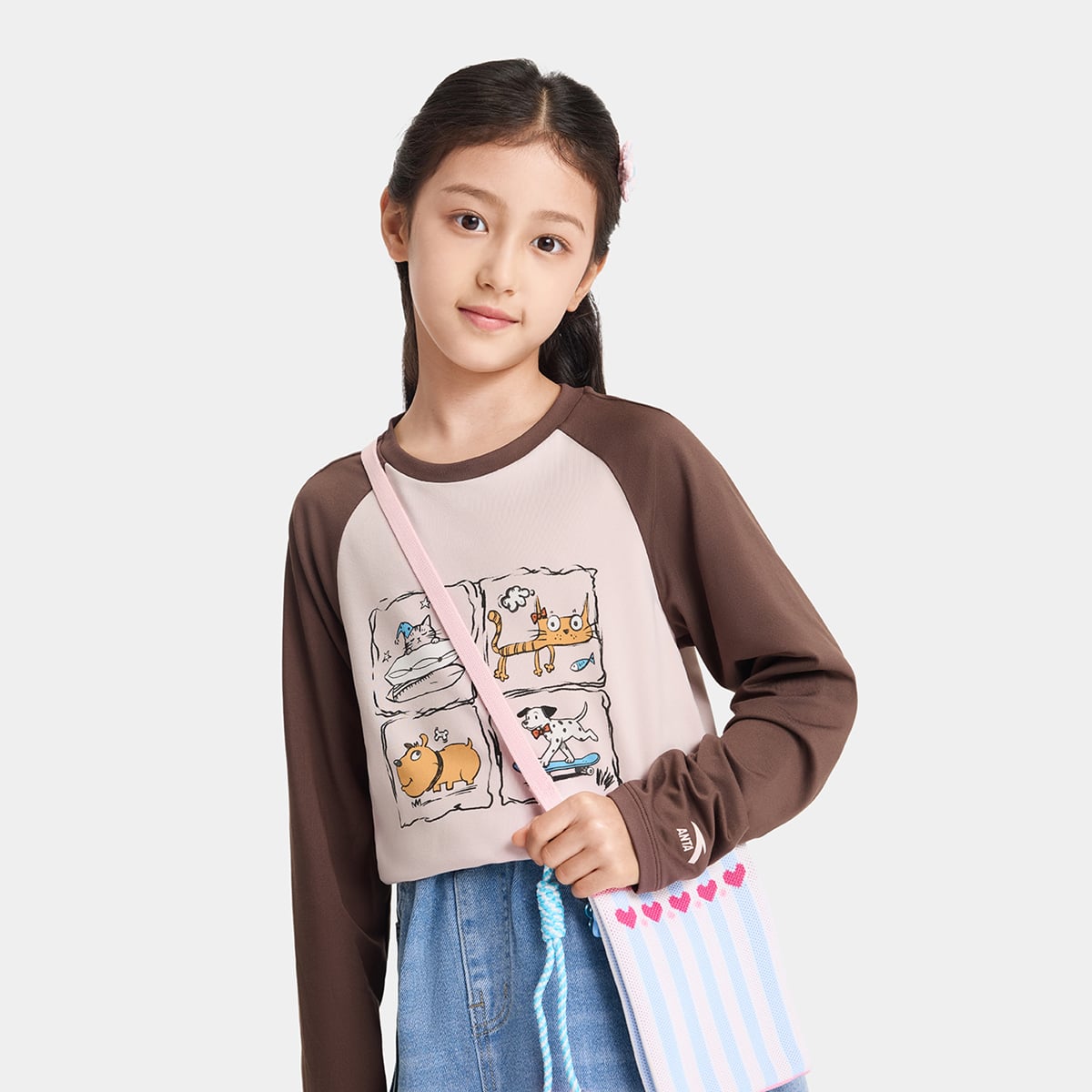 Áo Phông Dài Tay Thời Trang Bé Gái Anta Kids A626C8401-1