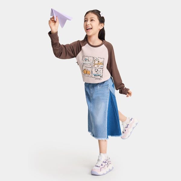 Áo Phông Dài Tay Thời Trang Bé Gái Anta Kids A626C8401-1