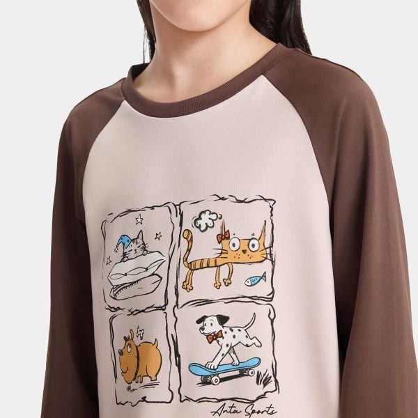 Áo Phông Dài Tay Thời Trang Bé Gái Anta Kids A626C8401-1