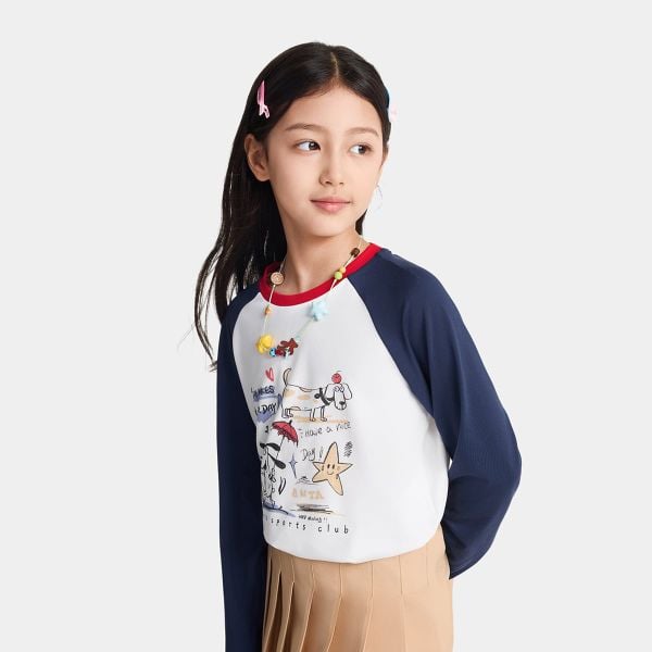 Áo Phông Dài Tay Thời Trang Bé Gái Anta Kids A626C8401-3