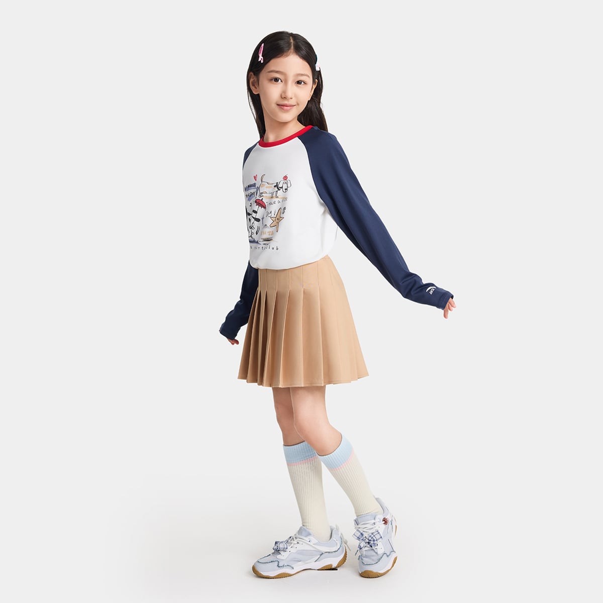 Áo Phông Dài Tay Thời Trang Bé Gái Anta Kids A626C8401-3