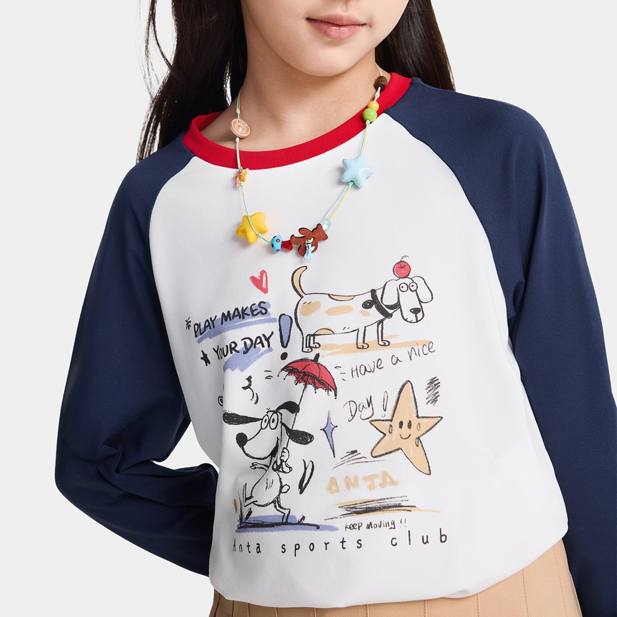 Áo Phông Dài Tay Thời Trang Bé Gái Anta Kids A626C8401-3
