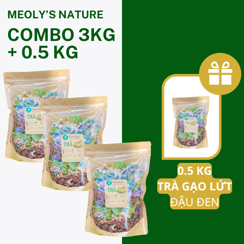  [Trà Theo Ký] - Trà Gạo Lứt Đậu Đen Meoly's Nature- Thanh Lọc Giải Nhiệt, Thon Gọn, Lợi Sữa​​​​​​​, Detox, Không Chất Bảo Quản 