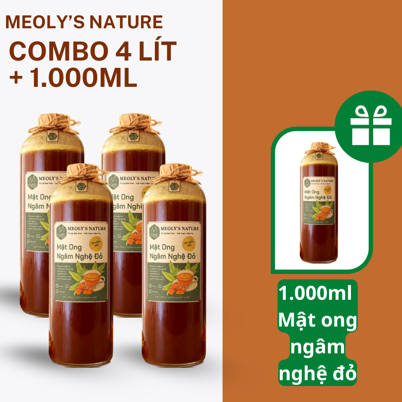  (Không Lấy Lát Nghệ) Mật Ong Ngâm Nghệ Đỏ Meoly Nature Hỗ Trợ Giảm Đau Dạ Dày Hỗ Trợ Da Sáng Min Chống Lão Hóa 