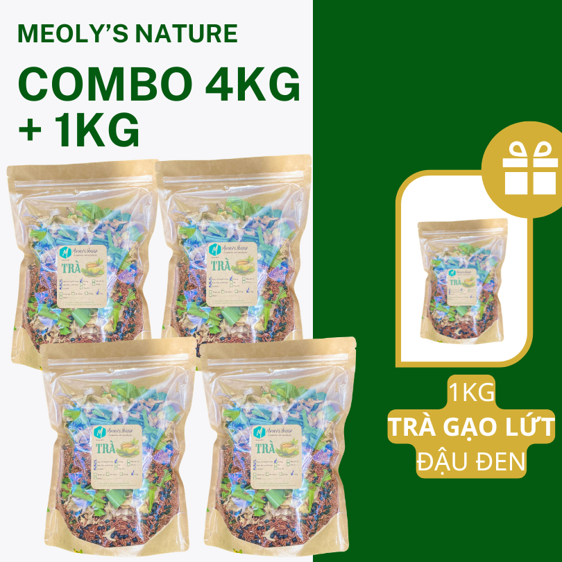  [Trà Theo Ký] - Trà Gạo Lứt Đậu Đen Meoly's Nature- Thanh Lọc Giải Nhiệt, Thon Gọn, Lợi Sữa​​​​​​​, Detox, Không Chất Bảo Quản 