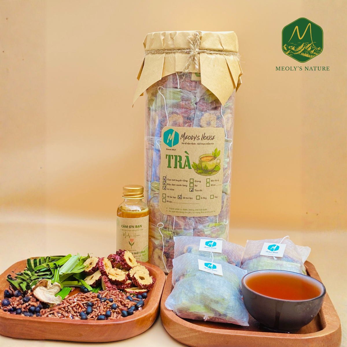  [Trà Túi Lọc] - Trà Gạo Lứt Đậu Đen Meoly's Nature- Thanh Lọc Giải Nhiệt, Thon Gọn, Lợi Sữa​​​​​​​, Detox Không Chất Bảo Quản 