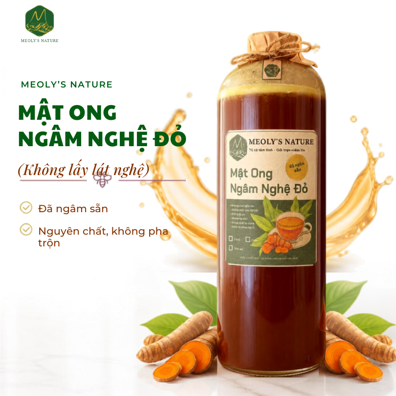 (Không Lấy Lát Nghệ) Mật Ong Ngâm Nghệ Đỏ Meoly Nature Hỗ Trợ Giảm Đau Dạ Dày Hỗ Trợ Da Sáng Min Chống Lão Hóa 