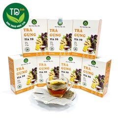 Trà túi lọc Gừng – Tía Tô, hộp 30 túi lọc x 3g, đậm vị trà, hàng công ty uy tín chất lượng, giấy tờ kiểm định đầy đủ.