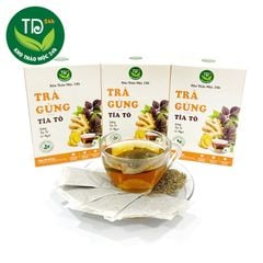 Trà túi lọc Gừng – Tía Tô, hộp 30 túi lọc x 3g, đậm vị trà, hàng công ty uy tín chất lượng, giấy tờ kiểm định đầy đủ.