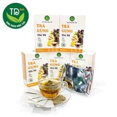Trà túi lọc Gừng – Tía Tô, hộp 30 túi lọc x 3g, đậm vị trà, hàng công ty uy tín chất lượng, giấy tờ kiểm định đầy đủ.