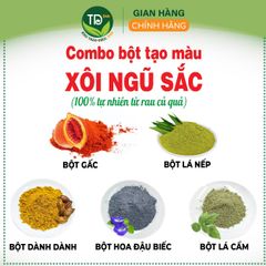 Bột tạo màu xôi ngũ sắc hữu cơ, làm từ rau củ quả, combo 5 màu tự nhiên, an toàn cho nhiều món ăn ngon