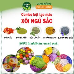 Bột tạo màu xôi ngũ sắc hữu cơ, làm từ rau củ quả, combo 5 màu tự nhiên, an toàn cho nhiều món ăn ngon