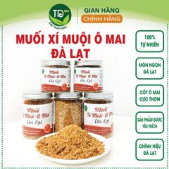 Muối ô mai (xí muội) Đà Lạt, dùng ăn kèm với các món trái cây chua như cóc, xoài, ổi, đặc biệt là làm dâu tây lắc