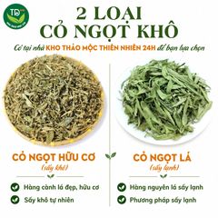 Cỏ ngọt hữu cơ sấy khô, hàng lá xanh, đẹp, 01 kg, hỗ trợ thanh nhiệt, đường ăn kiêng tự nhiên, tốt cho người tiểu đường