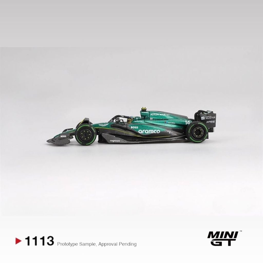 Mô hình xe Aston Martin AMR24 #14 Fernando Alonso 2024 F1 2024 Canadian GP 1:64 MiniGT