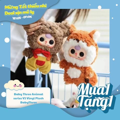 Mô hình đồ chơi Blind box Gấu bông Baby Three V3 Animal Party ( Bữa Tiệc Hóa Thân Động Vật ) BABY THREE
