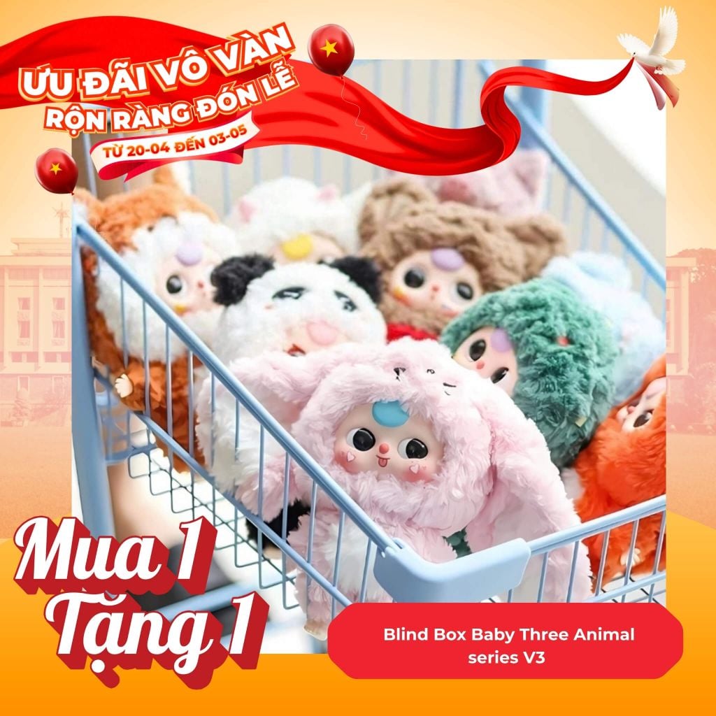 Mô hình đồ chơi Blind box Gấu bông Baby Three V3 Animal Party ( Bữa Tiệc Hóa Thân Động Vật ) BABY THREE
