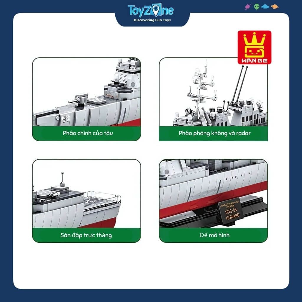 Bộ Đồ Chơi Lắp Ráp Mô Hình Tàu Khu Trục Arleigh Burke-Class WANGE
