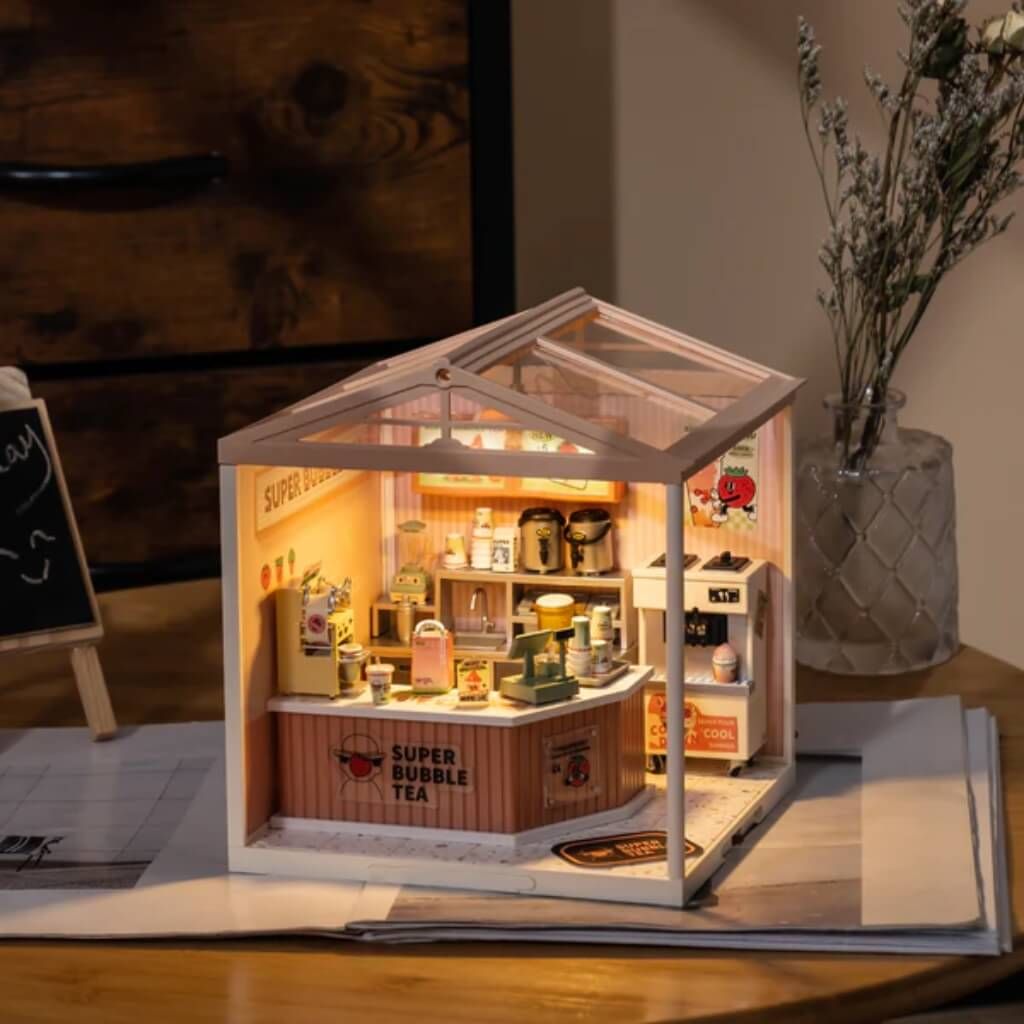 Mô hình lắp ráp nhà nhựa DIY Tiệm Trà Sữa Song Hỷ Rolife Super Creator Double Joy Bubble Tea DW006 ROBOTIME