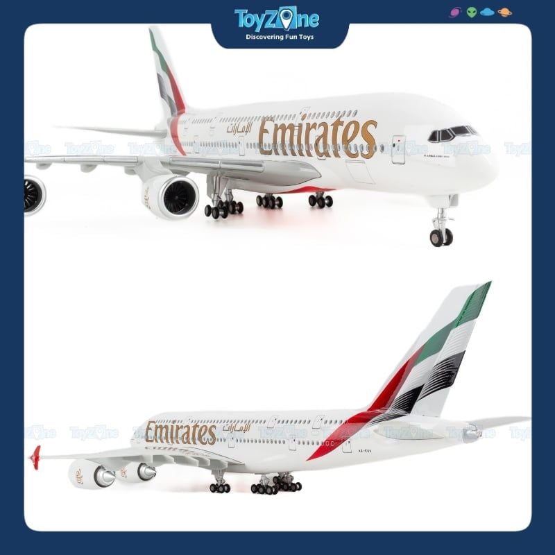 Mô hình máy bay Emirates Airbus A380 47cm lắp ráp có đèn Everfly