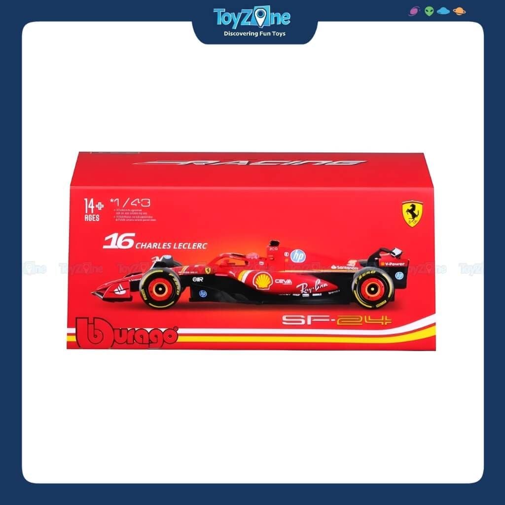 Mô hình xe F1 Ferrari SF-24 có nón bảo hiểm 1:43 BBURAGO