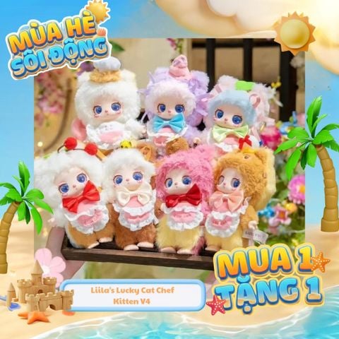 Mô hình Blind Box Móc khóa Gấu Bông Liila's Lucky Cat Chef Kitten V4 ( Chú Mèo Đầu Bếp ) LIILA TOYS
