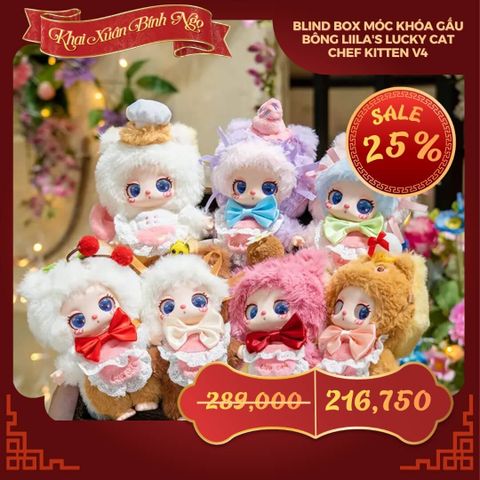 Mô hình Blind Box Móc khóa Gấu Bông Liila's Lucky Cat Chef Kitten V4 ( Chú Mèo Đầu Bếp ) LIILA TOYS